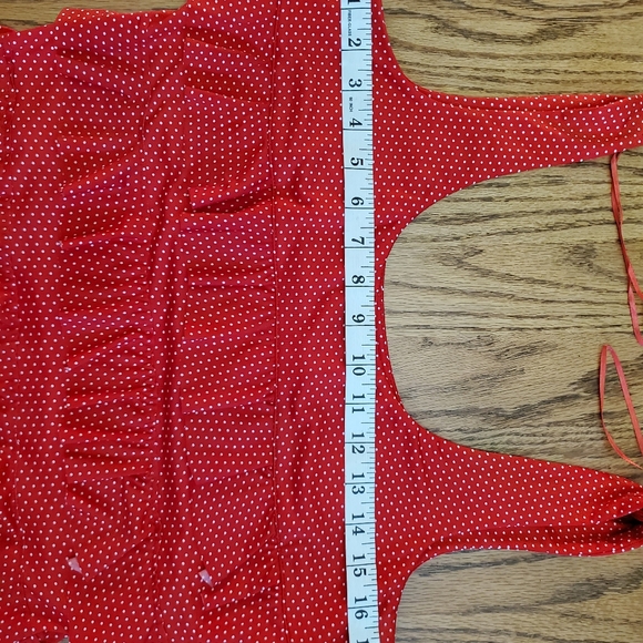 Vandana red with white polkadot medium sleeveless dress. - Picture 8 of 12